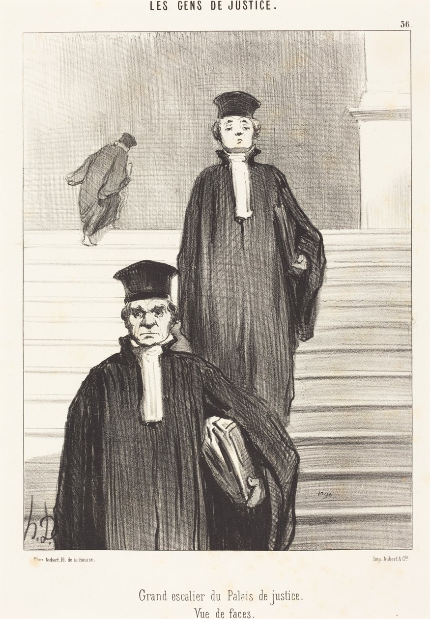 Grand Staircase of the Palace of Justice. Front View by Honoré Daumier