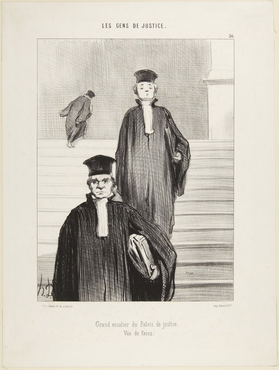 Grand Staircase of the Palace of Justice, Front View, number 36 from the series The People of Justice by Honoré Daumier