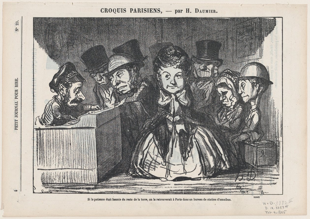 If Patience Had Disappeared All Over the World, One Would Surely Find It Again at a Bus Station in Paris, from "Parisian Sketches" by Honoré Daumier