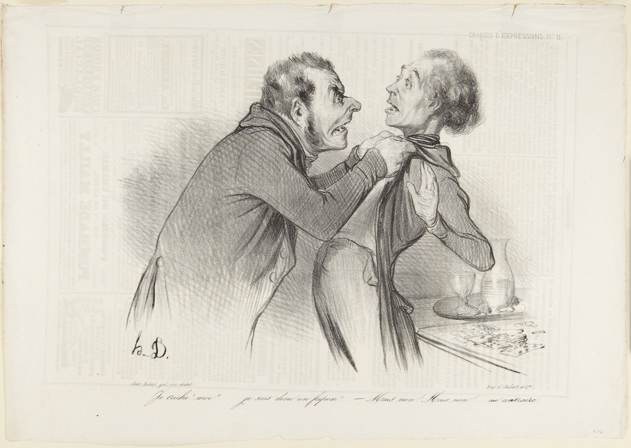 I cheat? me? ..., number 11 from the series Sketches of Expressions from Le Charivari by Honoré Daumier