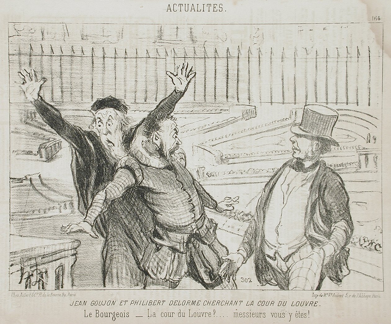 Jean Goujon and Philibert Delorme Seeking the Court of the Louvre by Honoré Daumier
