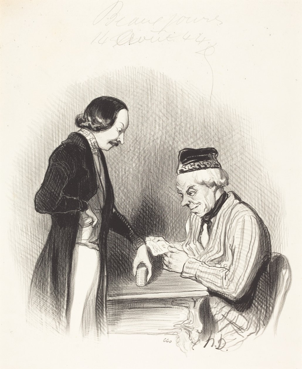 Discounting a Bill by Honoré Daumier