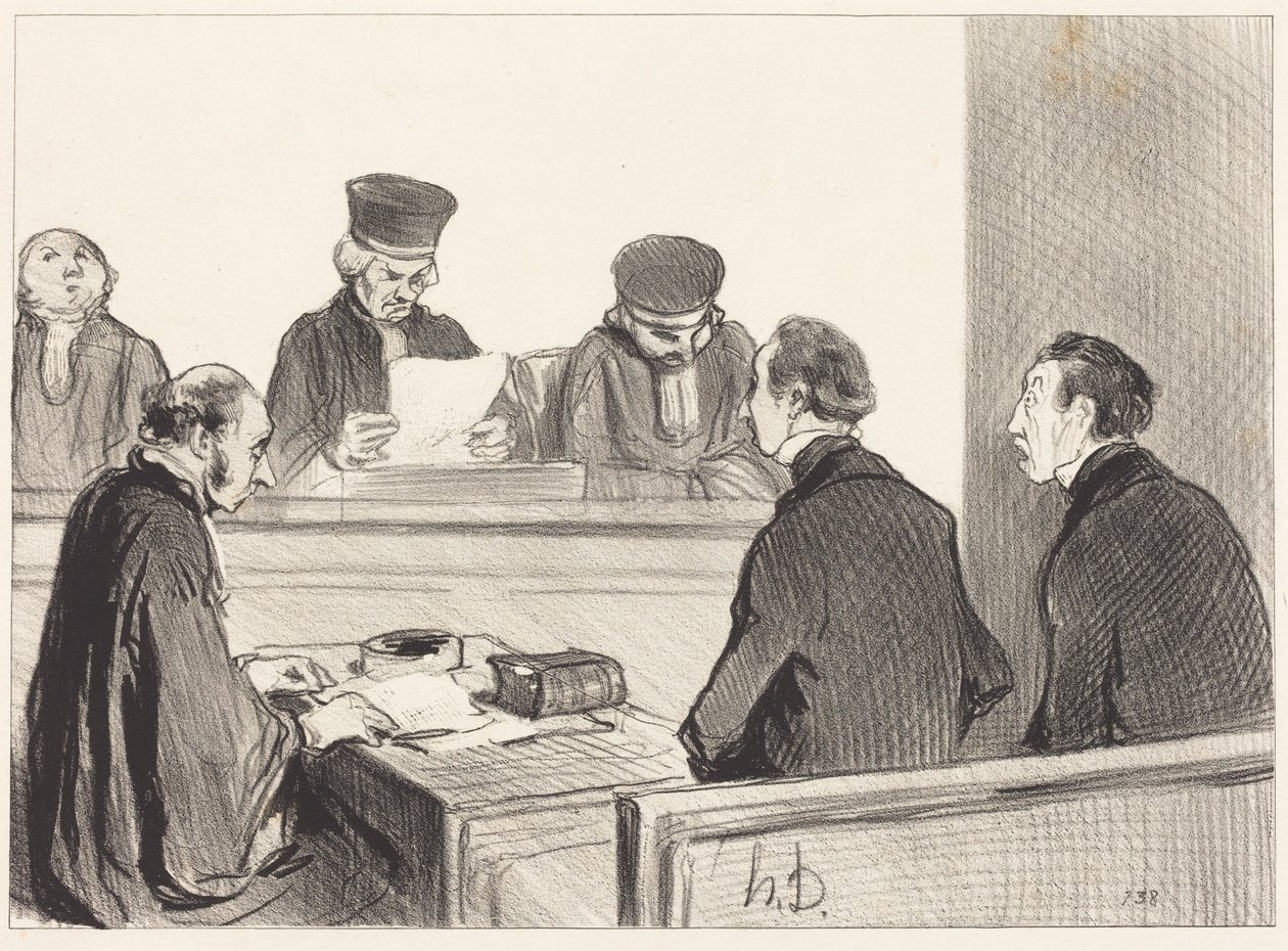 The Court, Emptying the Deliberation... by Honoré Daumier