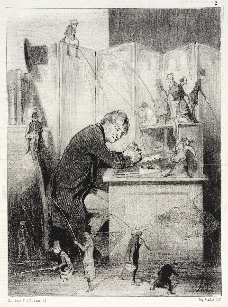 The Fishing by Honoré Daumier