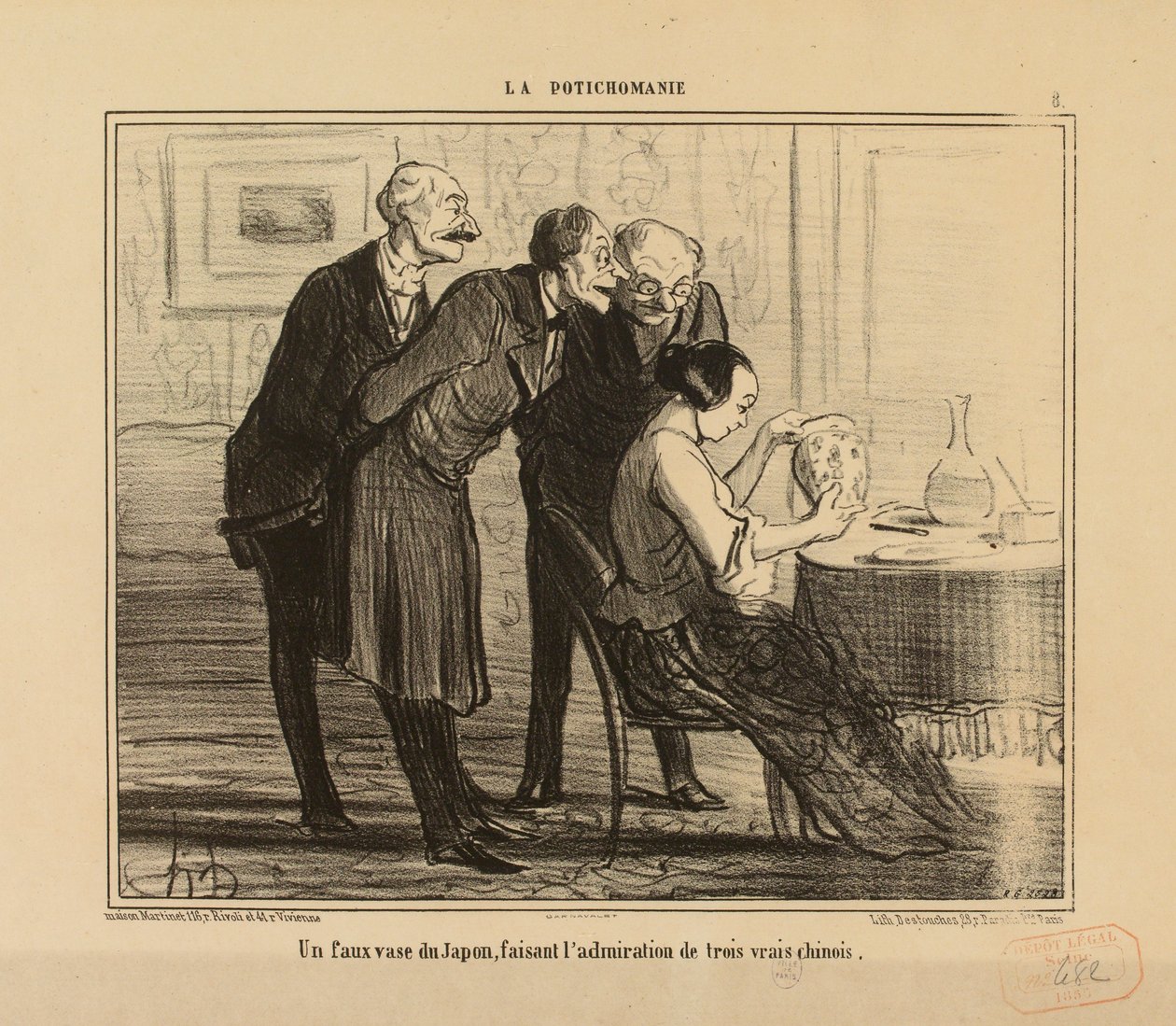 Potichomania No. 8: A Fake Japanese Vase, Admired by... by Honoré Daumier