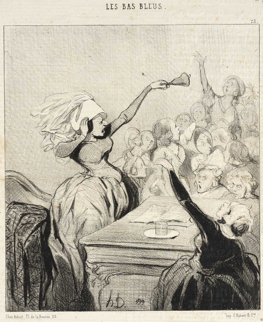 The President Shouting at the Top of Her Lungs, Ladies!... by Honoré Daumier