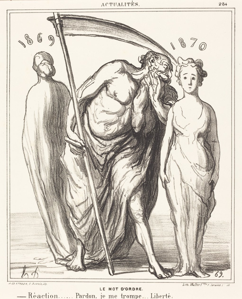 The Watchword: Reaction... Pardon... Freedom by Honoré Daumier