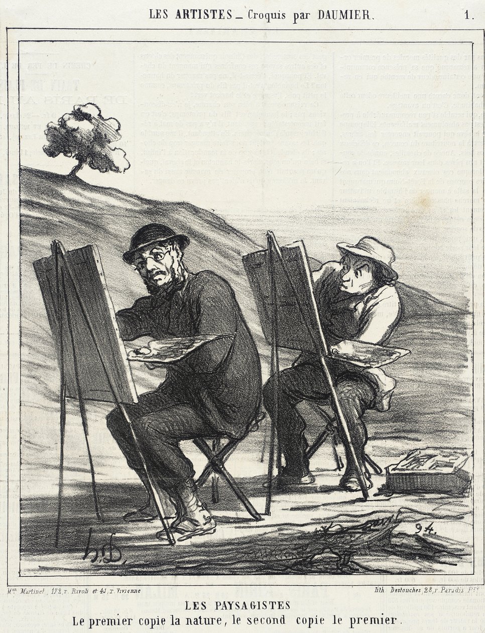 The Landscape Painters. The First Copies Nature... by Honoré Daumier