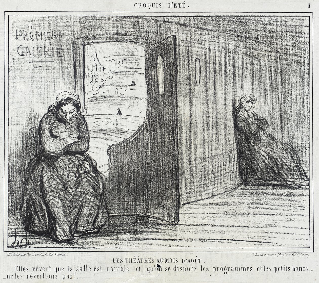 The Theaters in August by Honoré Daumier