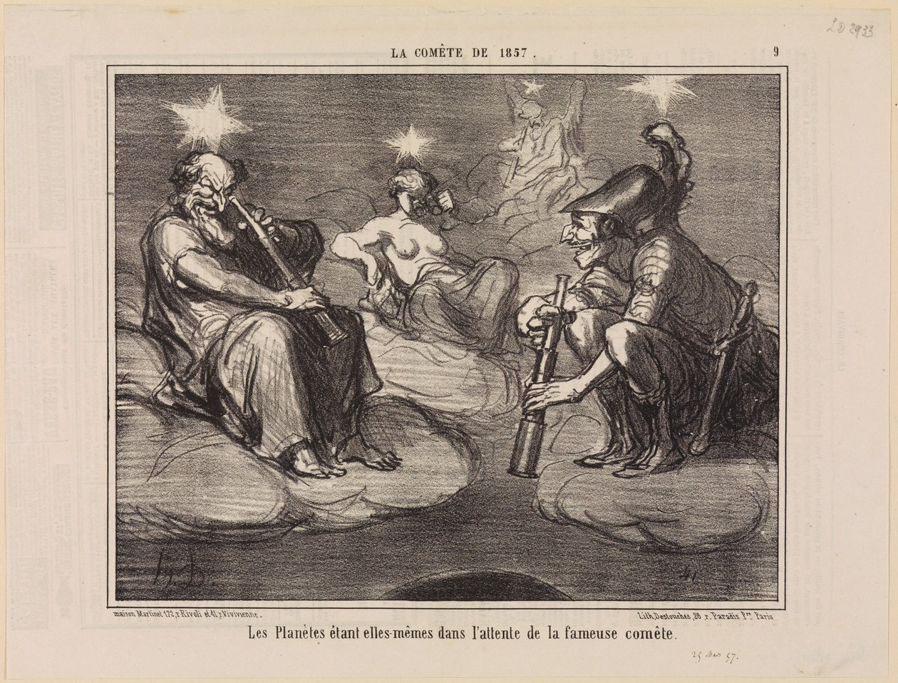 The Planets Themselves Awaiting the Famous Comet (The Comet of 1857, Sheet 9) by Honoré Daumier