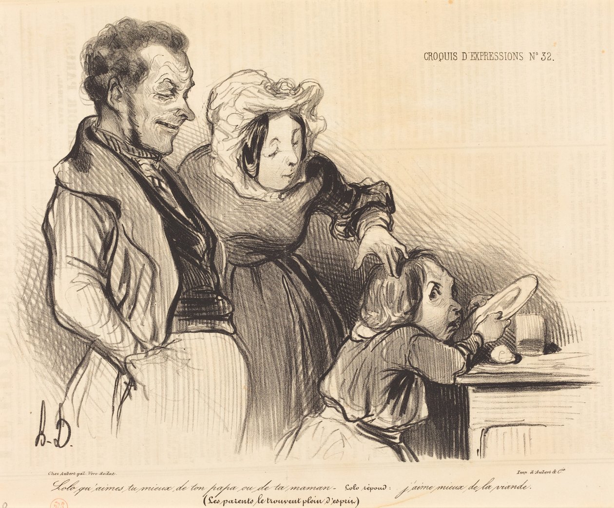 Lolo, whom do you love more, your papa or your mama... by Honoré Daumier