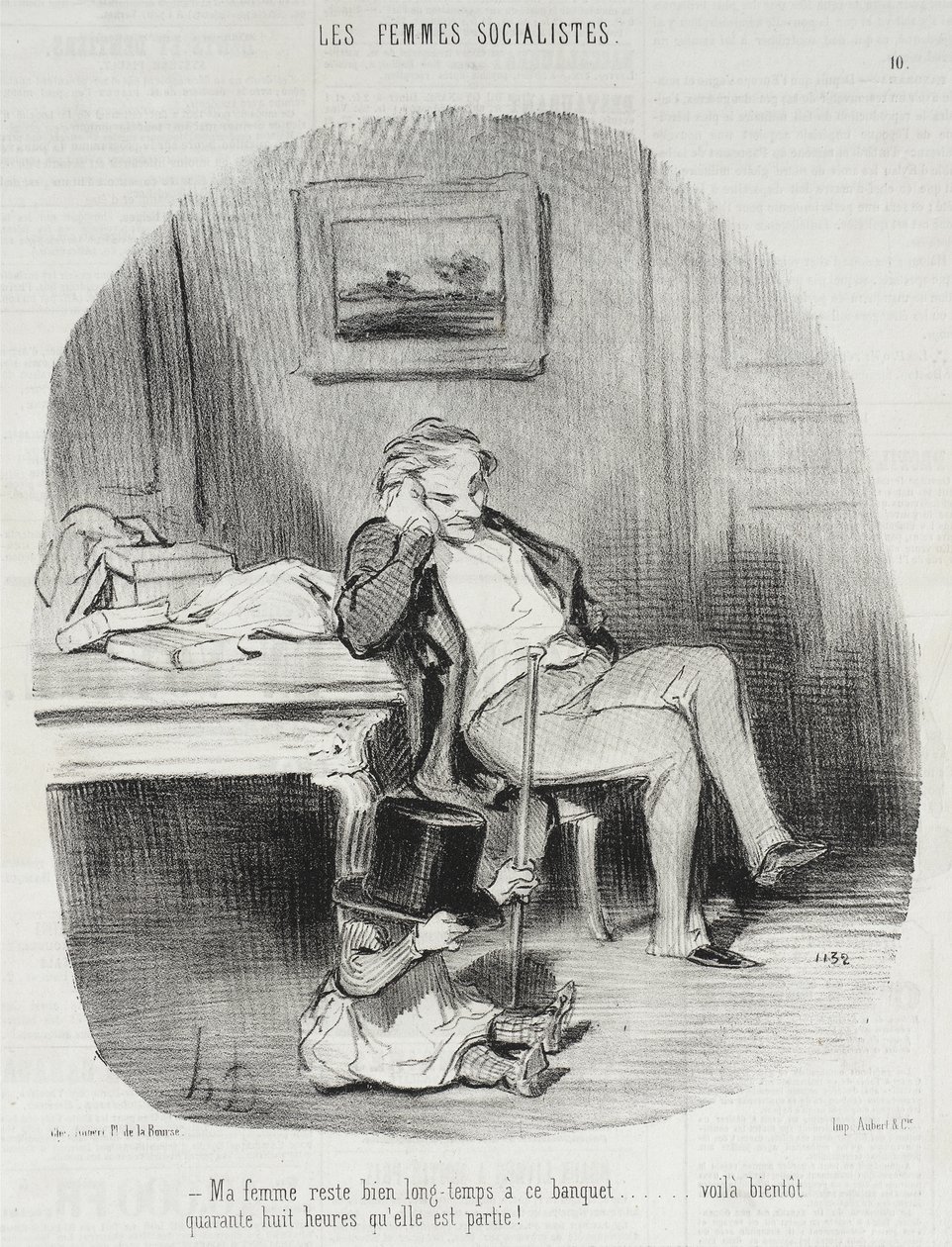 My Wife Takes a Long Time at This Banquet... by Honoré Daumier