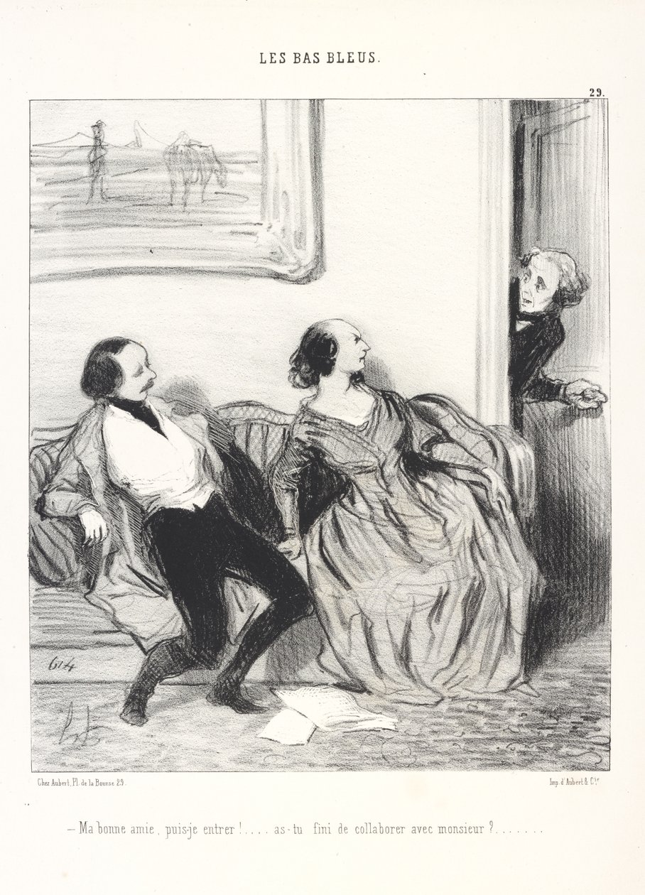 My dear, may I come in!... have you finished collaborating with Monsieur?, plate 29 from the series The Bluestockings from the journal Le Charivari by Honoré Daumier