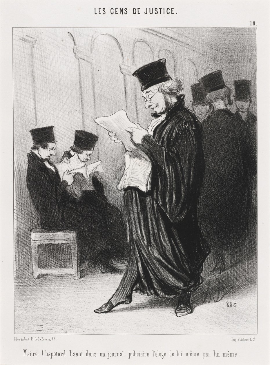 Master Chapotard reading... praise of himself... by Honoré Daumier
