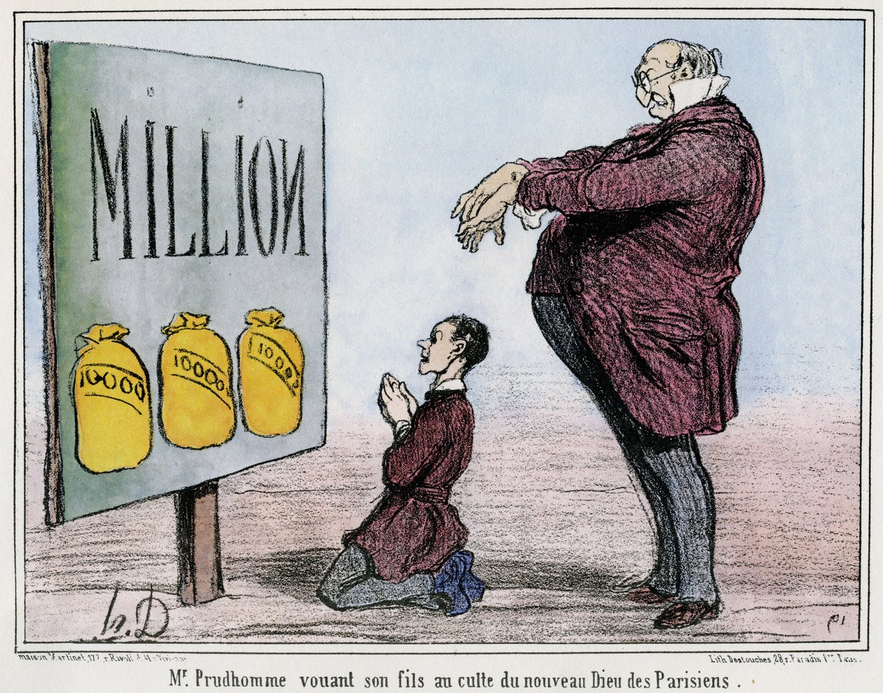 Mr Prudhomme Dedicates His Son to the Cult of the New Parisian God by Honore Daumier