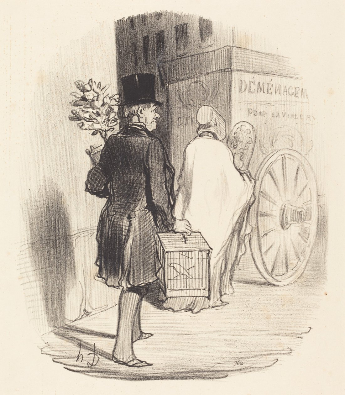 Parisian Transporting to Another District... by Honoré Daumier