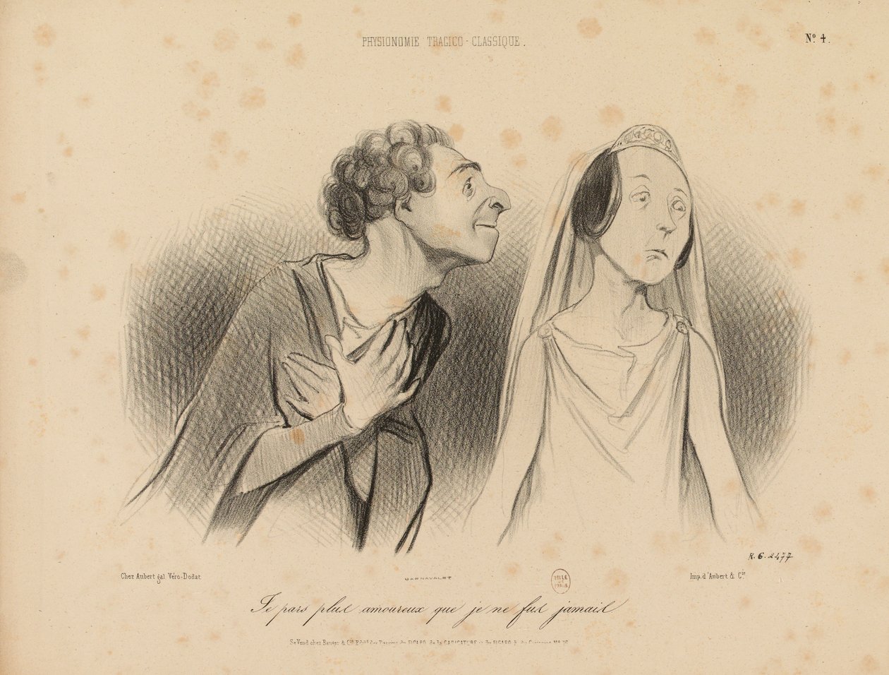 Tragic-Classical Physiognomies. I leave more in love than I have ever been. No. 4. by Honoré Daumier