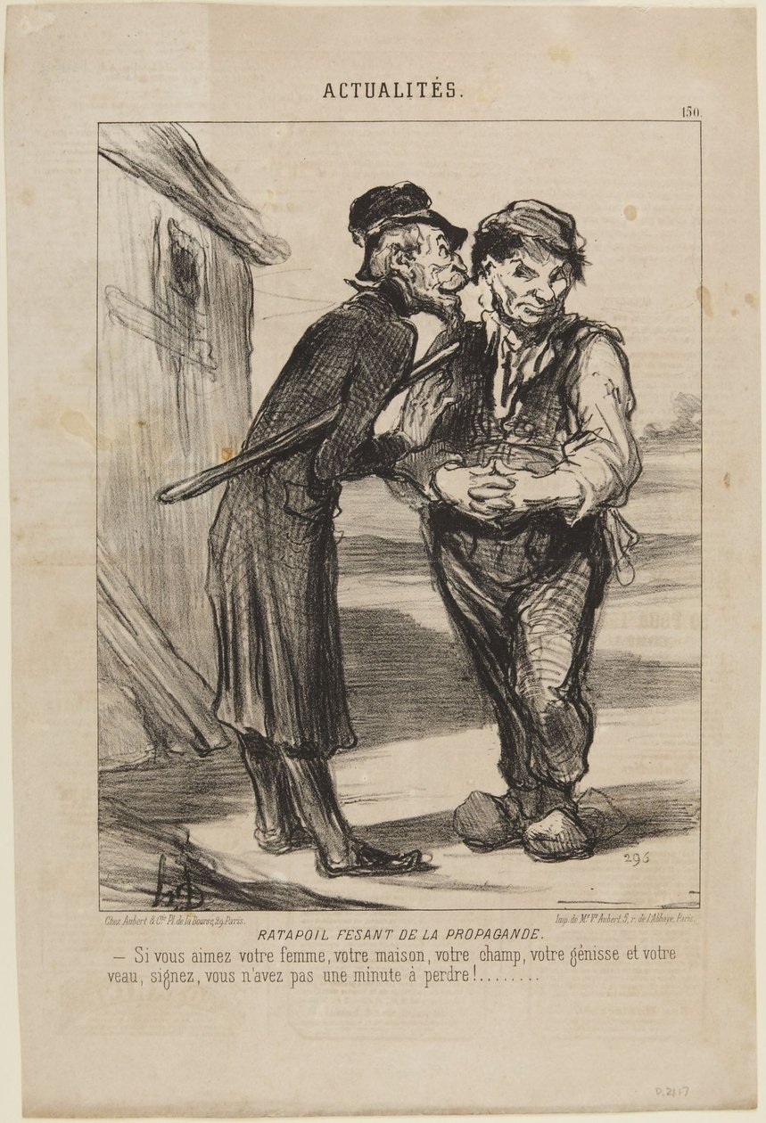 Ratapoil Making Propaganda, number 150 from the series Actualités from Le Charivari by Honoré Daumier