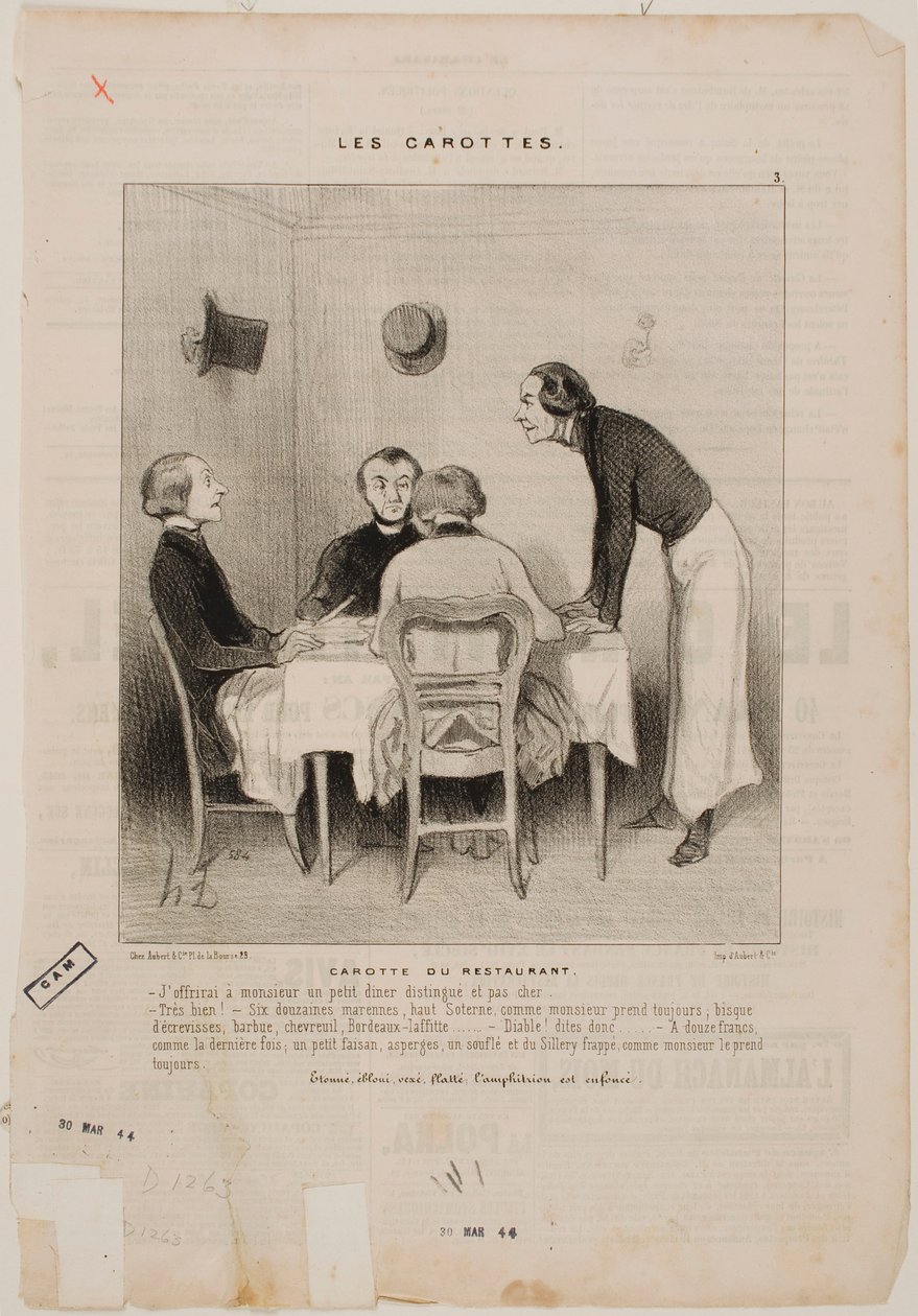 Restaurant Hoax by Honoré Daumier