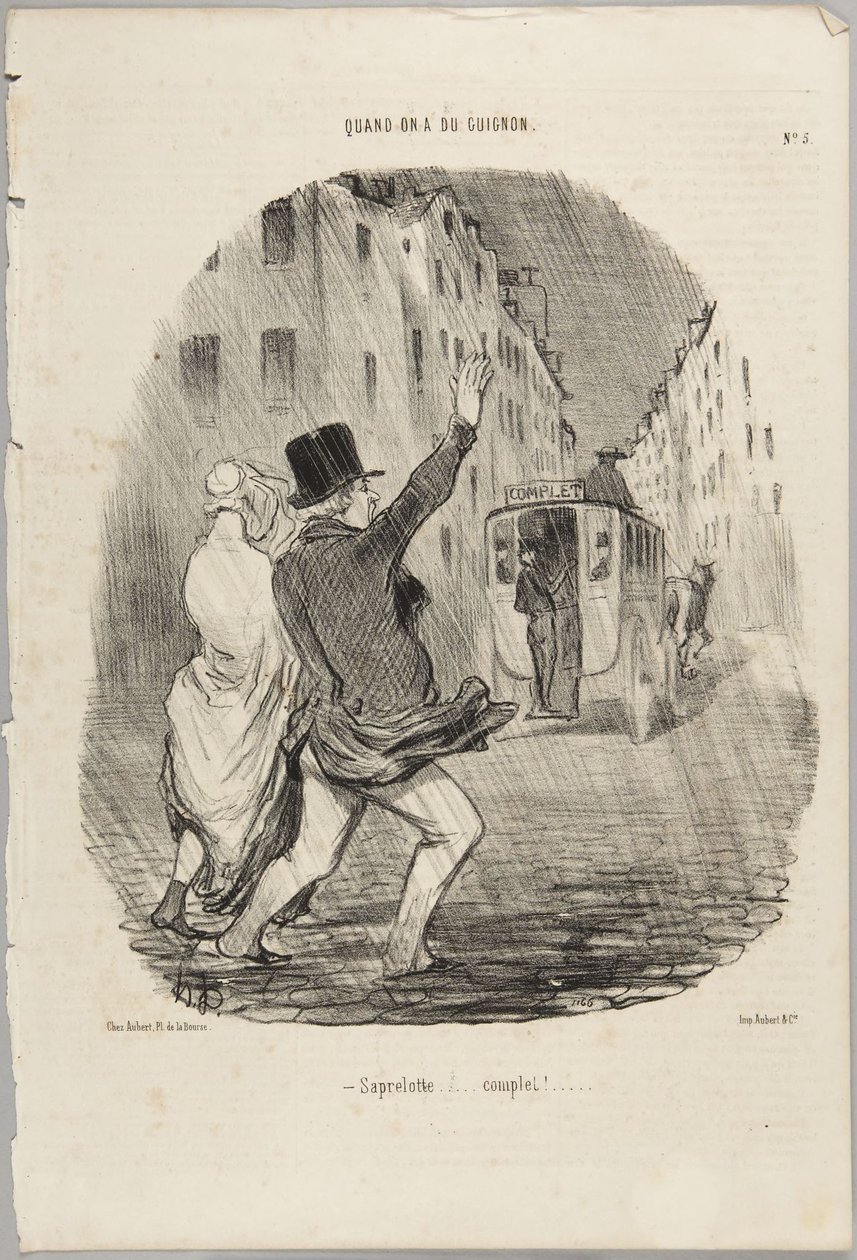 Saprelotte... Complete!, Number 5 from the Series Quand on a du Guignon from Le Charivari by Honoré Daumier