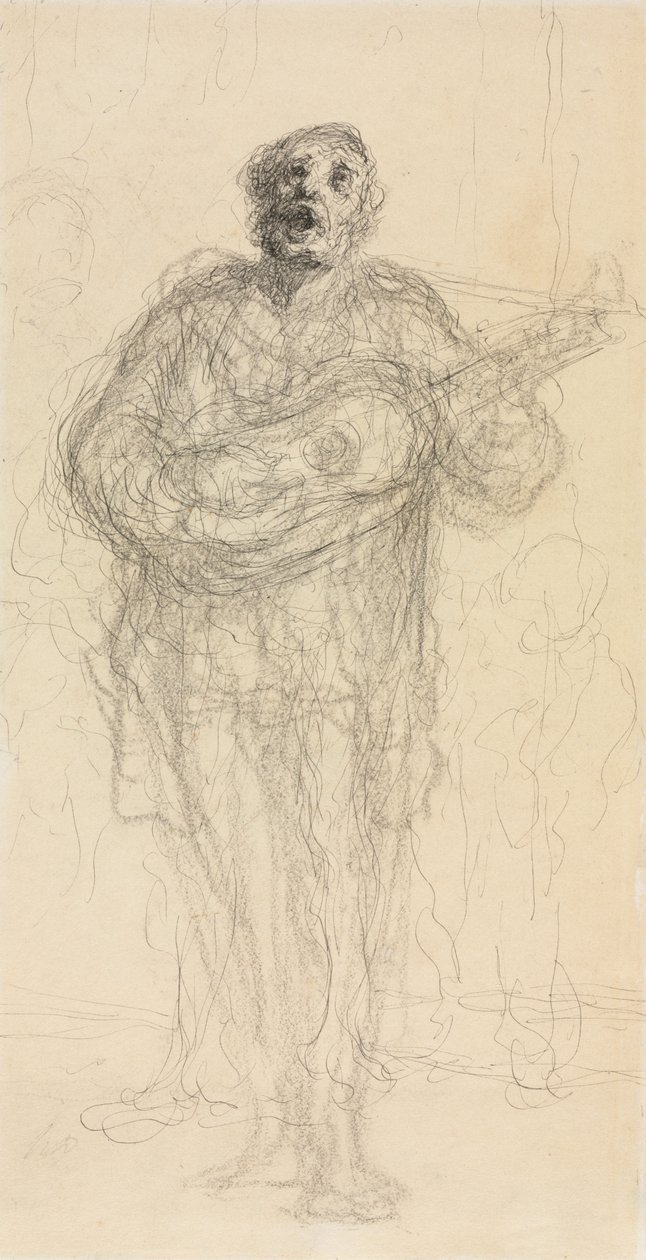 Singing Guitarist (recto) by Honoré Daumier