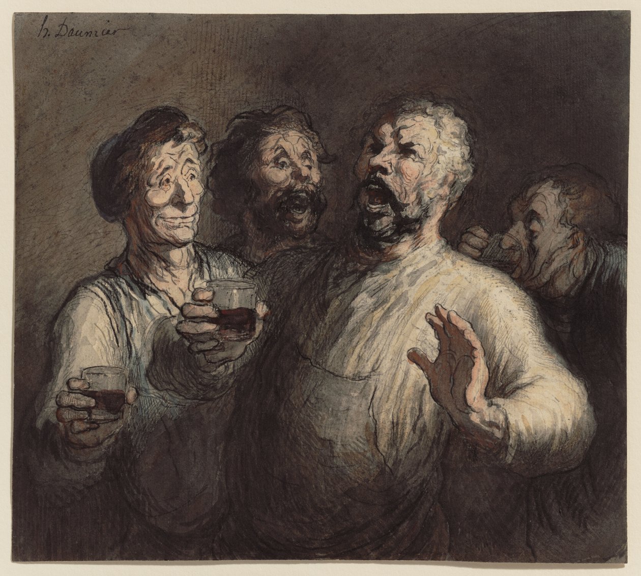 The Drinkers by Honoré Daumier