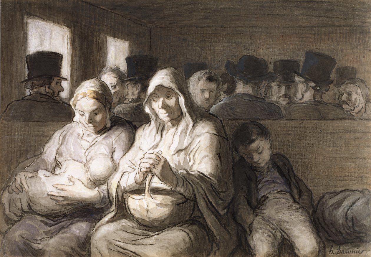 The Third Class Carriage by Honoré Daumier