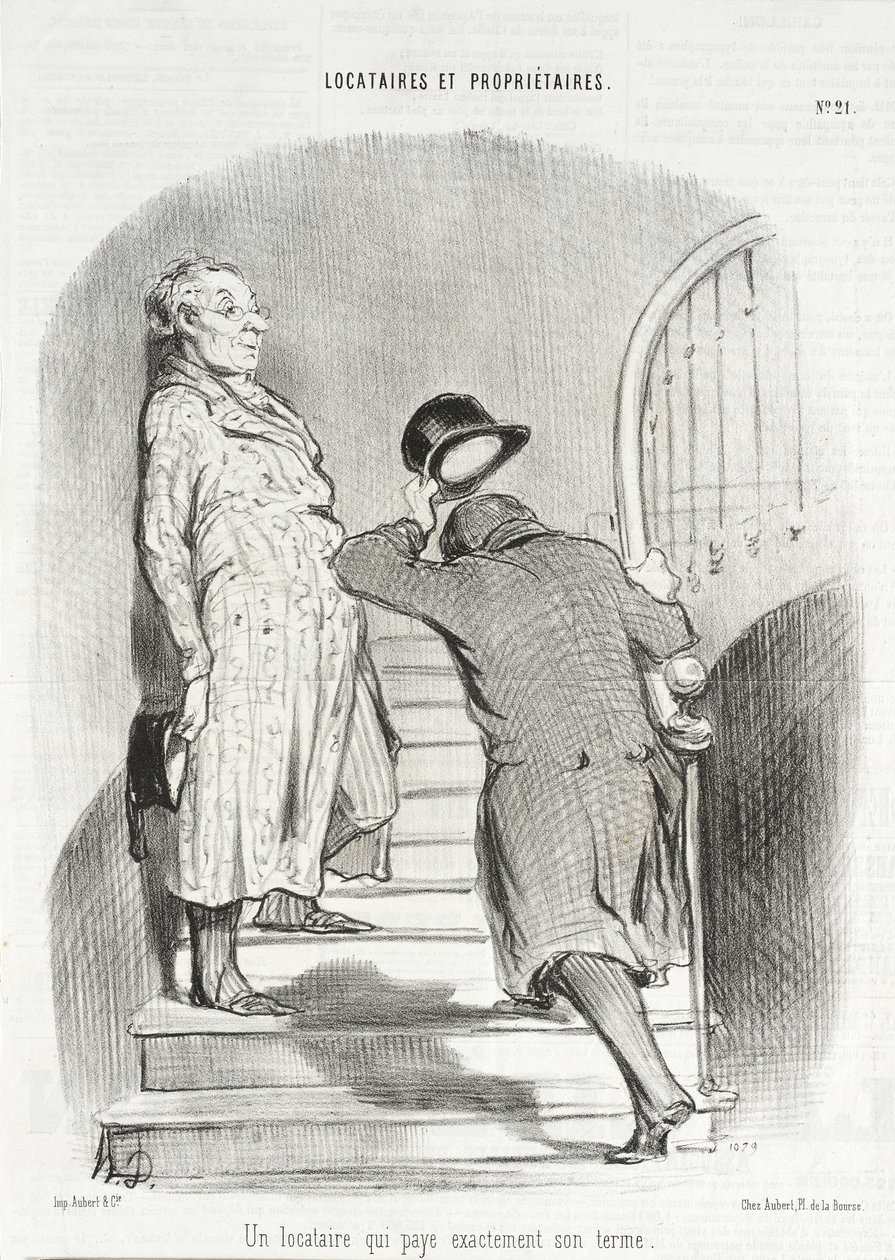 A Tenant Who Pays His Rent Promptly by Honoré Daumier
