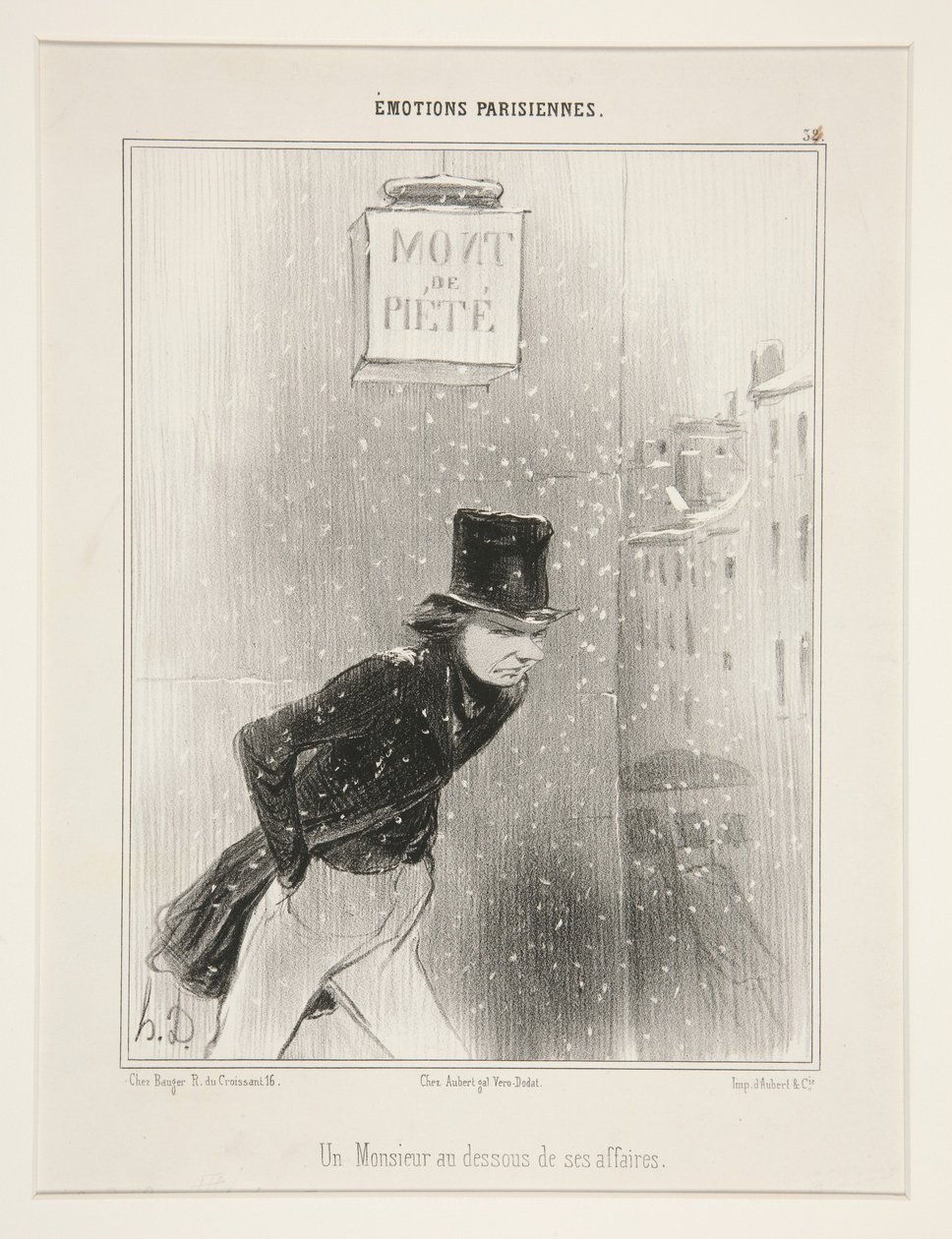 A Man at the Bottom of his Affairs, pl. 34 from the series Parisian Emotions from the album Parisian Emotions by Honoré Daumier
