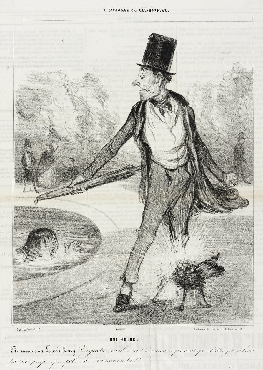 An Hour - Walk in the Luxembourg by Honoré Daumier
