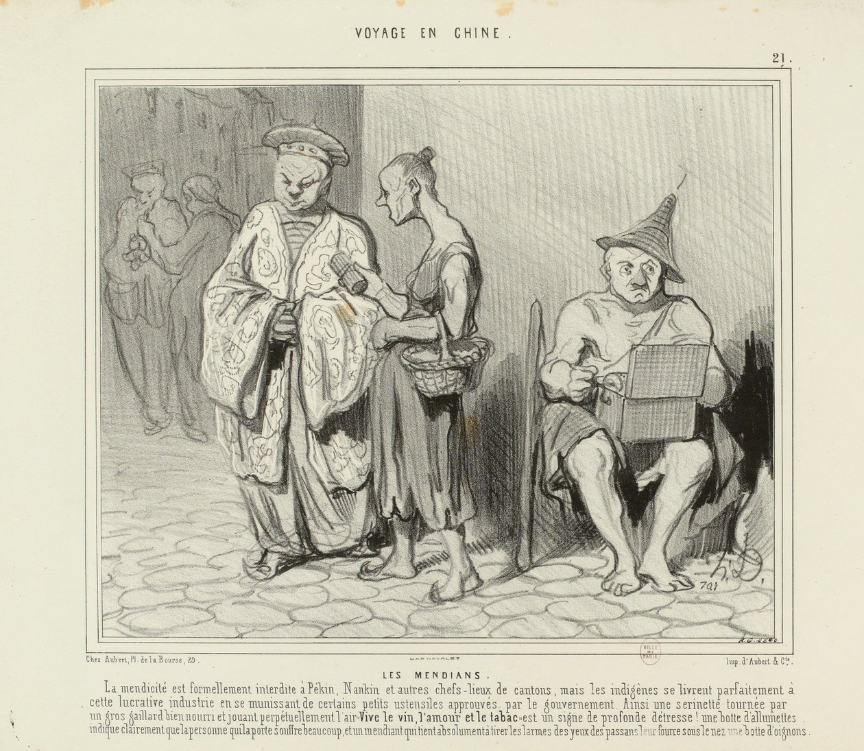 Voyage to China No. 21: The Beggars. Begging is Strictly Forbidden in Beijing... by Honoré Daumier
