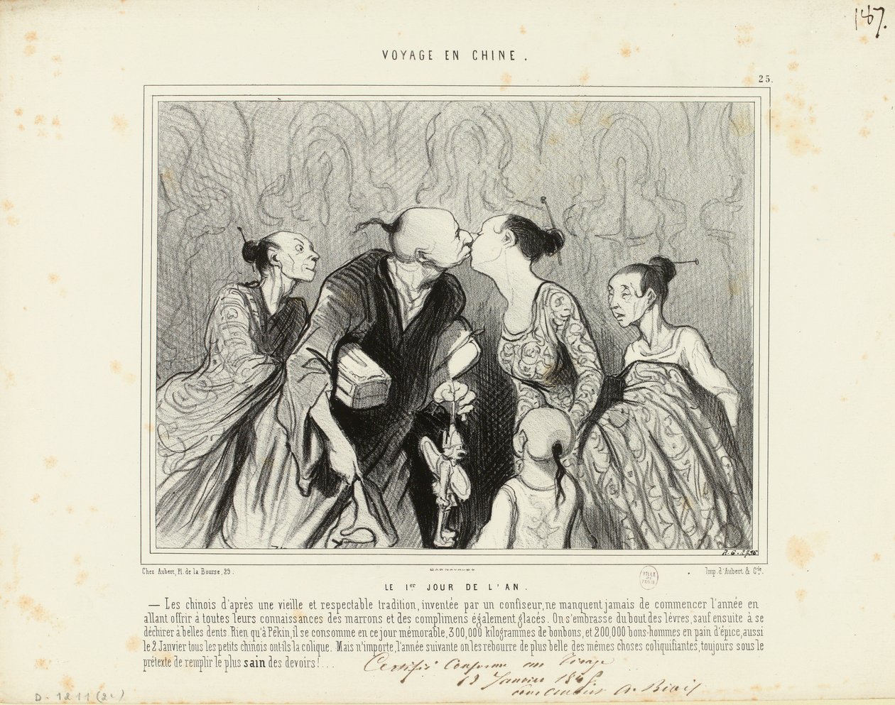 Voyage to China No. 25: The 1st Day of the Year. - The Chinese According to an Old and Respectable Tradition... by Honoré Daumier