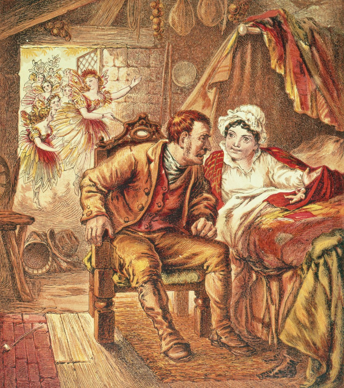 The Birth of Tom Thumb, illustration from Our Nurses Picture Book, engraved by Kronheim & Co., 1869 by Horace Petherick