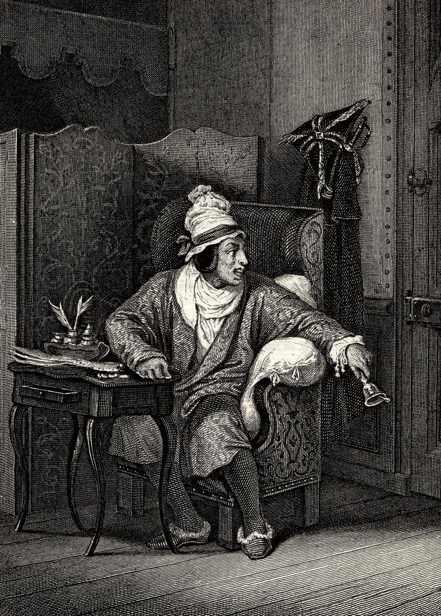 Scene from The Imaginary Invalid by Moliere, by Horace Vernet, engraving by Emile Jean Horace Vernet
