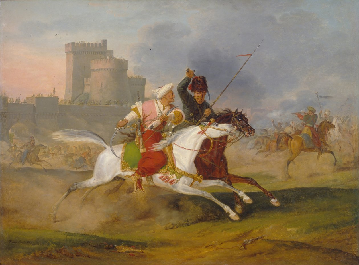Turk and Cossack, 1809 by Emile Jean Horace Vernet