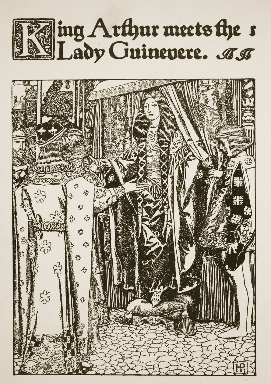 King Arthur meets the Lady Guinevere, illustration from 