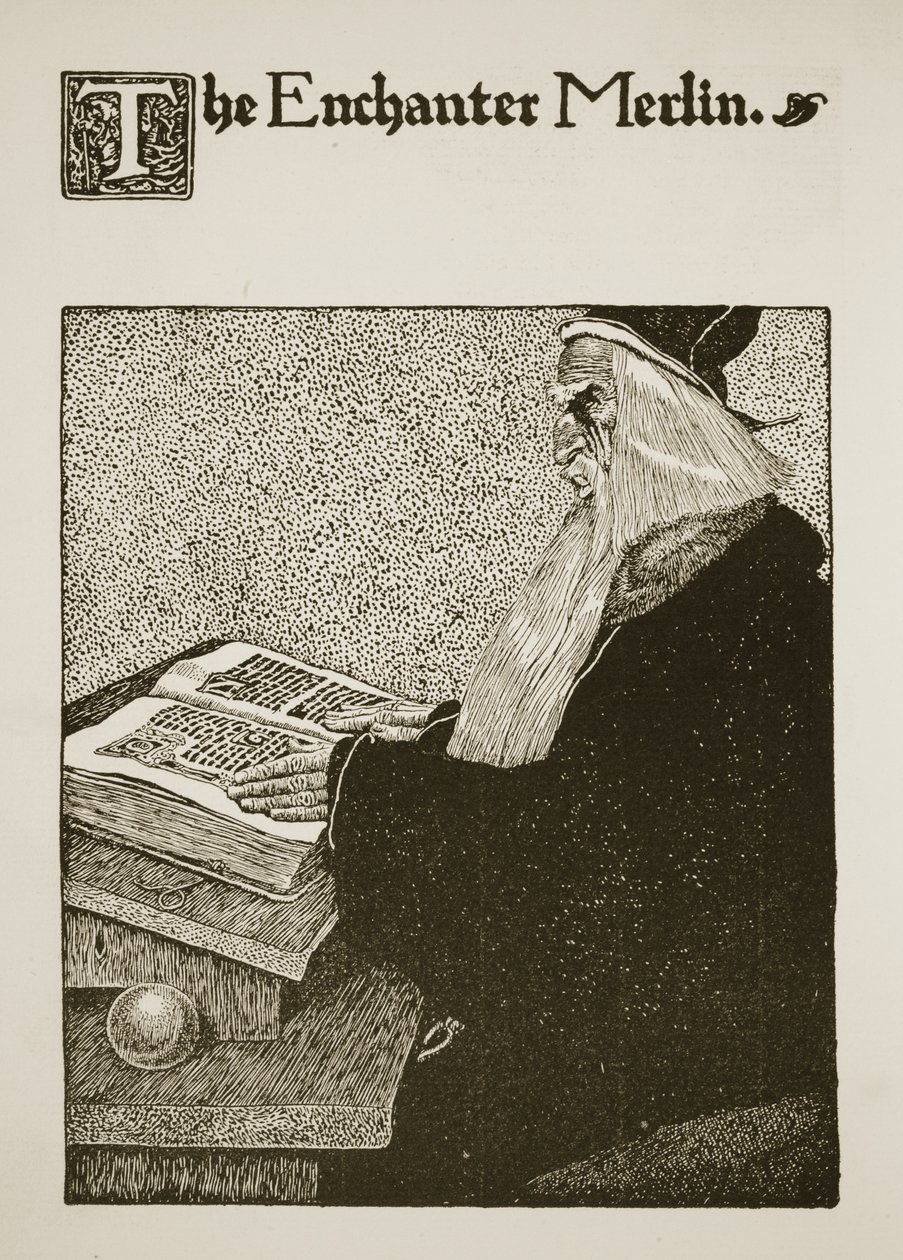 The Enchanter Merlin, illustration from 'The Story of King Arthur and ...