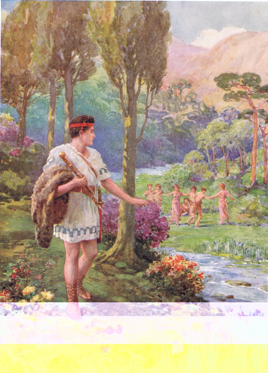 Under the shade of rocks and trees were nymphs and shepherds dancing, illustration for 