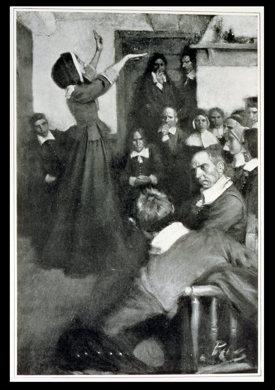 Anne Hutchinson Preaching in Her House in Boston, 1637, illustration from 