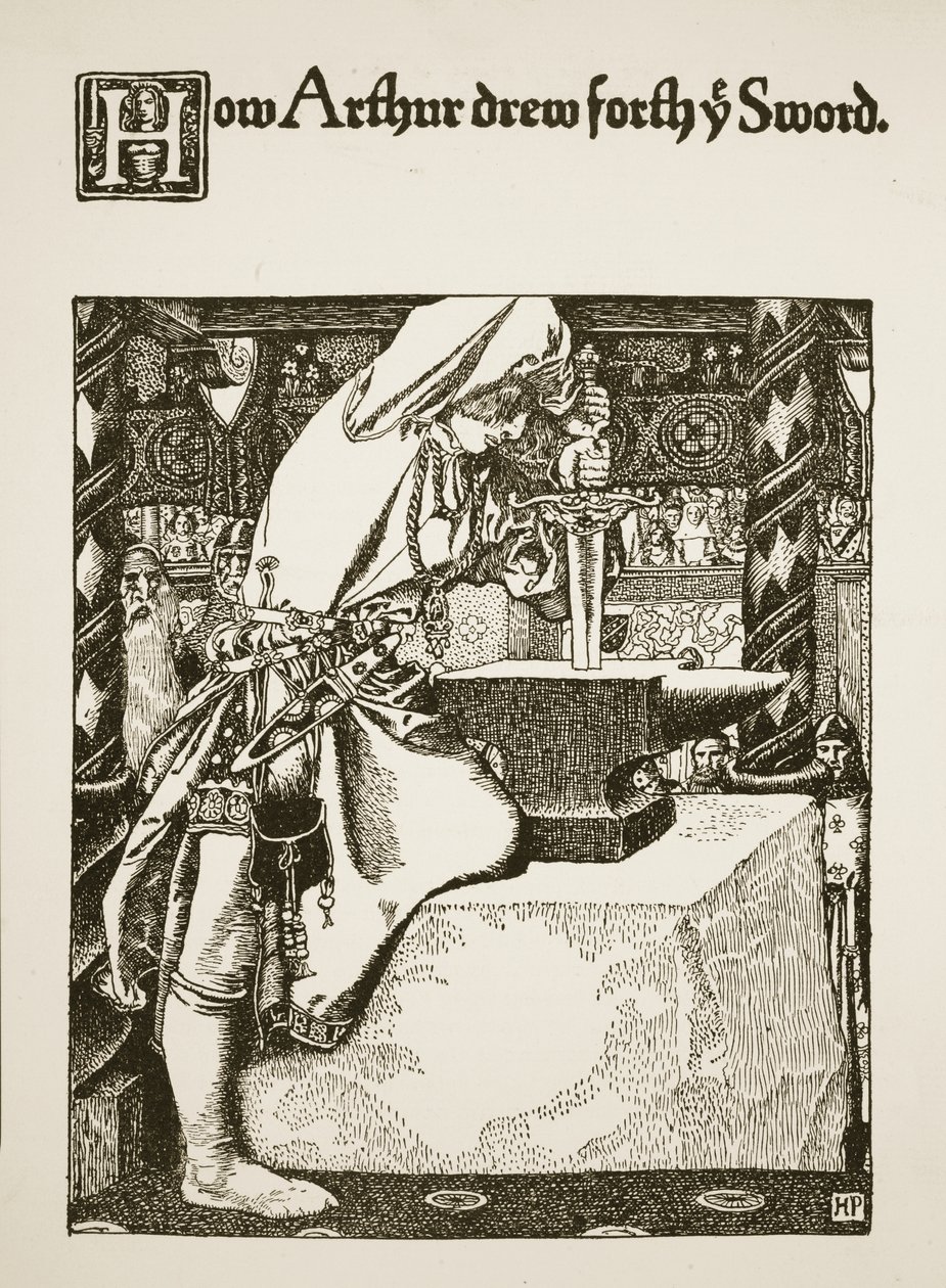 How Arthur drew forth the sword, illustration from 