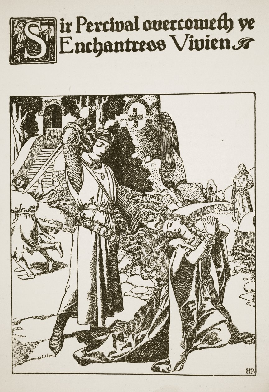 Sir Percival Overcometh Ye Enchantress Vivien, Illustration from 