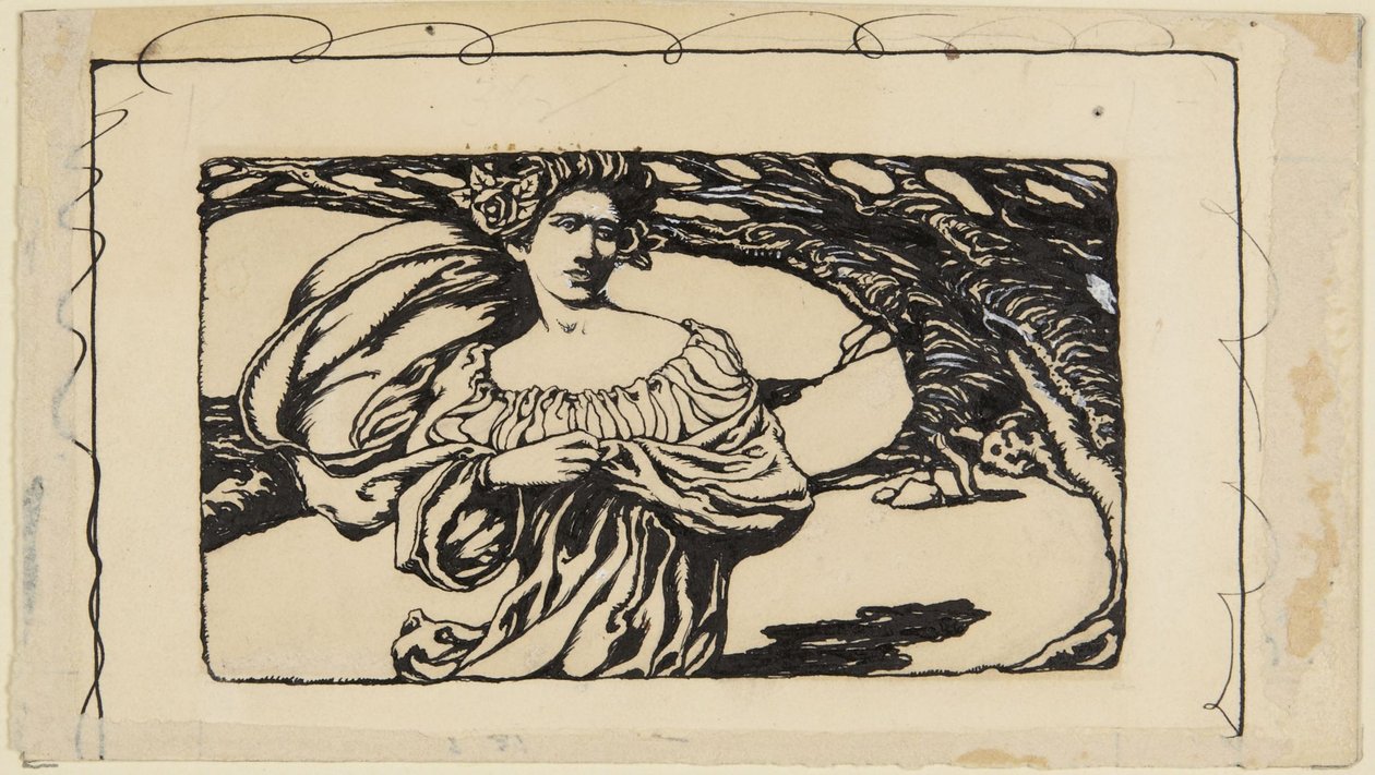 Woman and Tree (Illustration for Horace) by Howard Pyle