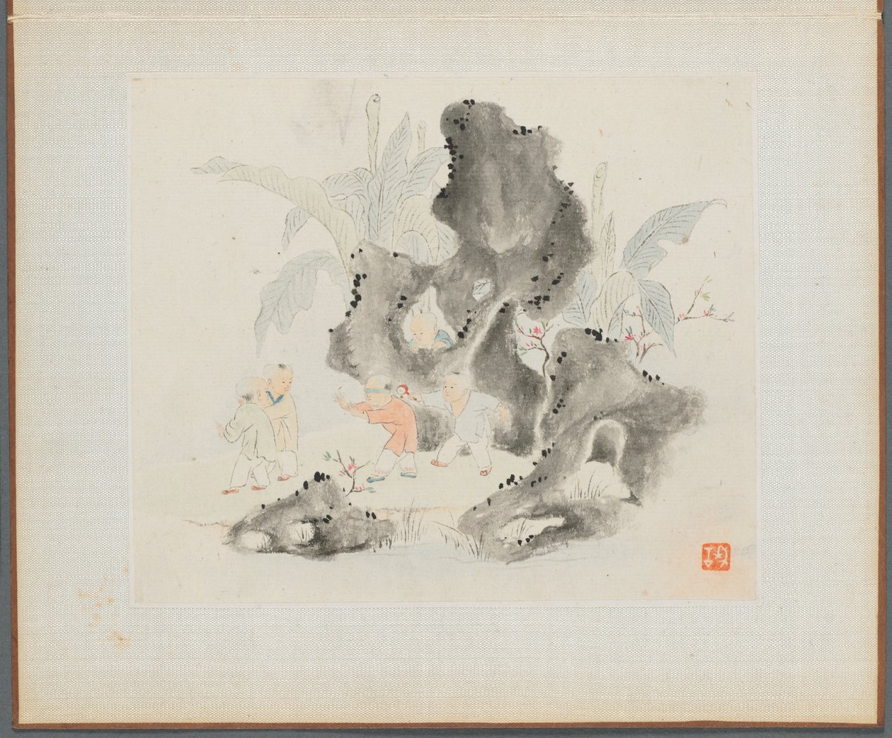 Album of Landscape Paintings Illustrating Old Poems: Children Play in a Rocky Grove, 1700s by Hua Yan