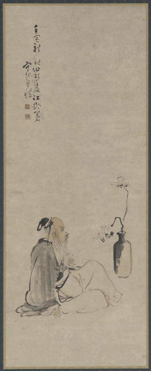 Old Man Gazing at Branches of Magnolia in a Vase, Qing dynasty, 1722 by Huang Shen