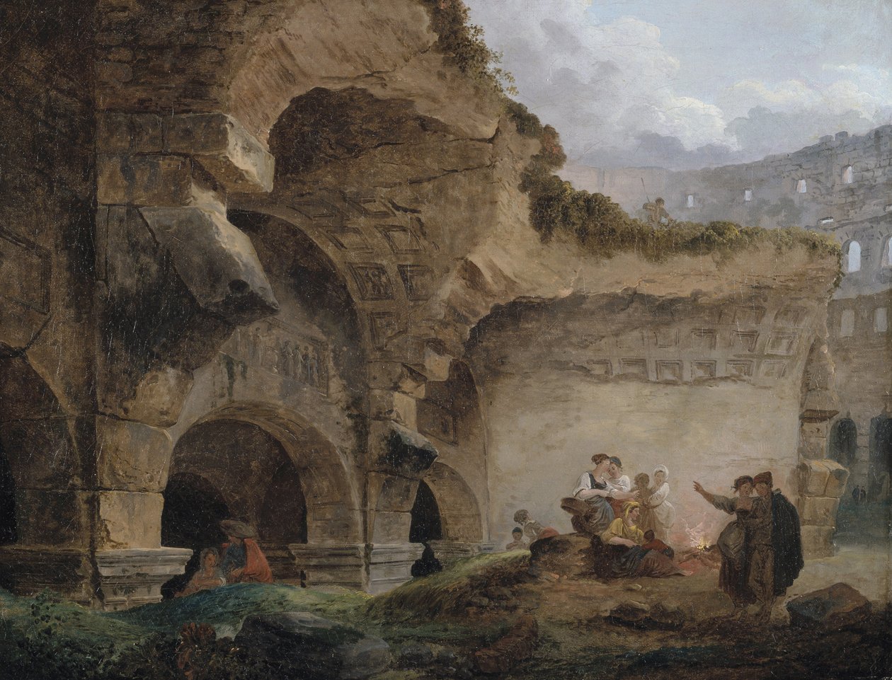 Washerwomen in the Ruins of the Colosseum by Hubert Robert
