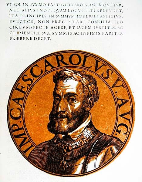 Medallion portrait of Charles V, Holy Roman Emperor by Hubert (after) Goltzius