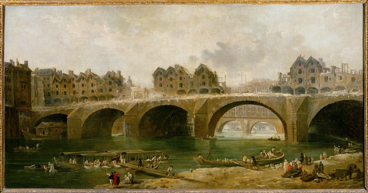 Demolition of the Houses on the Pont Notre-Dame by Hubert (circle of) Robert