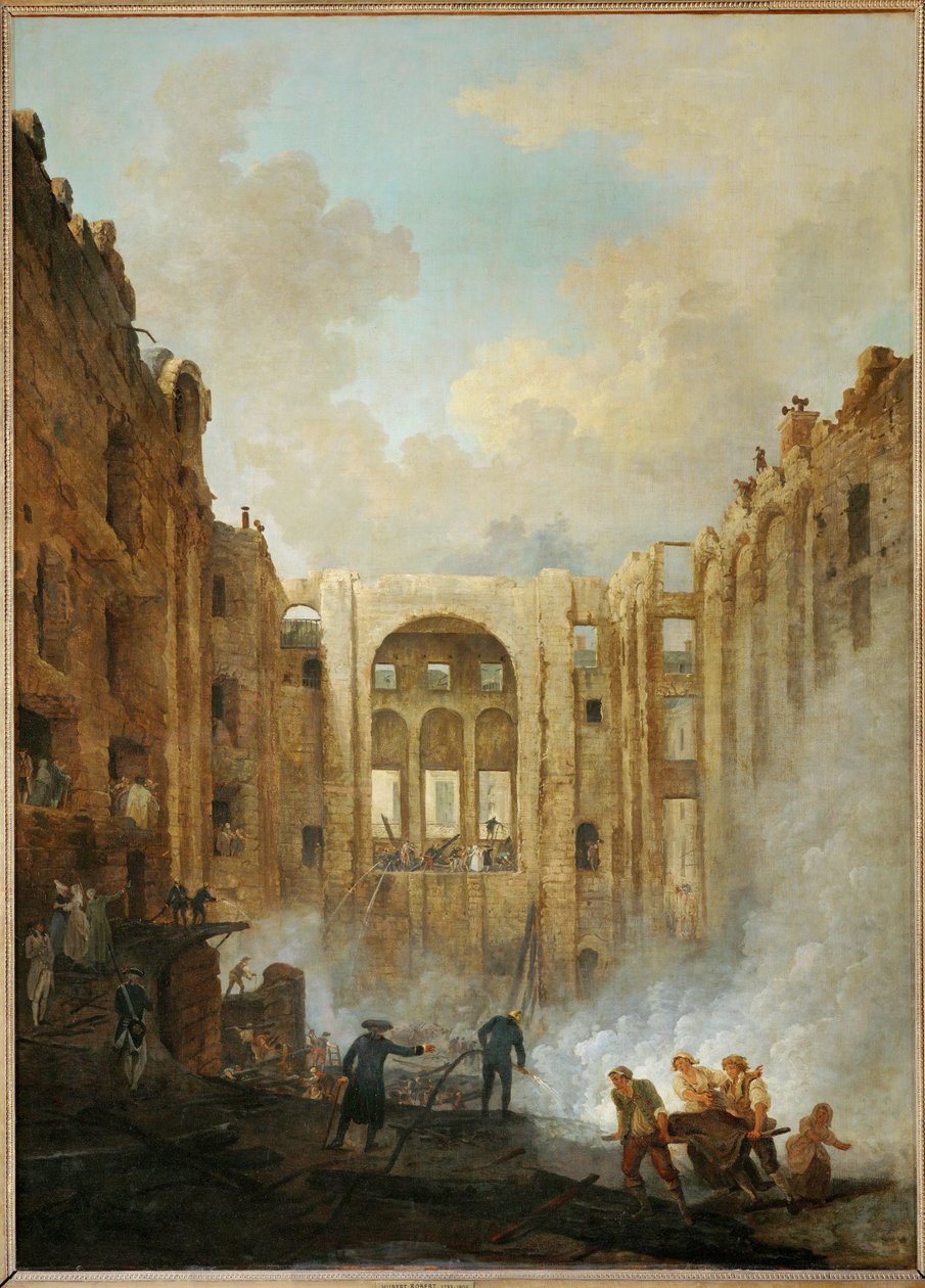 The Fire at the Opera at Palais Royal by Hubert (circle of) Robert