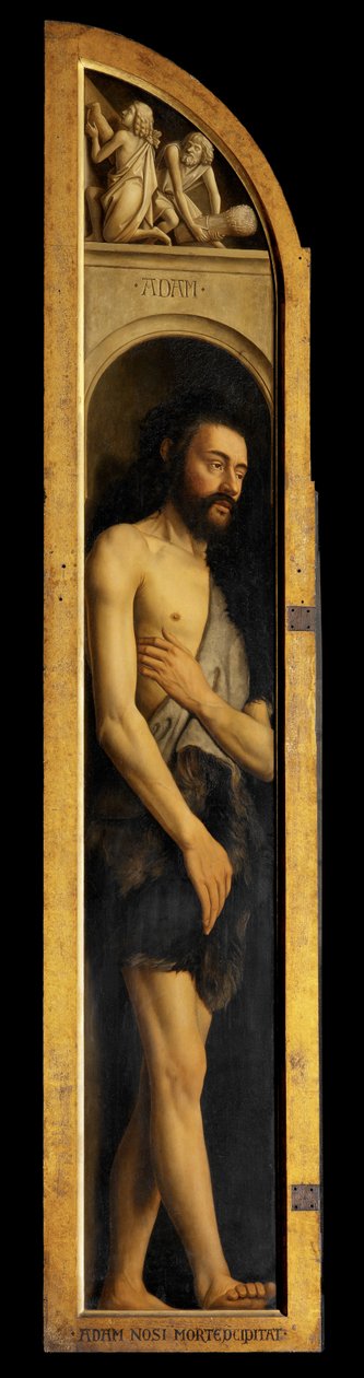 Adam, Reproduction of the Panel on the Left Wing of the Ghent Altarpiece by Hubert & Jan van (1390-1441) (after) Eyck