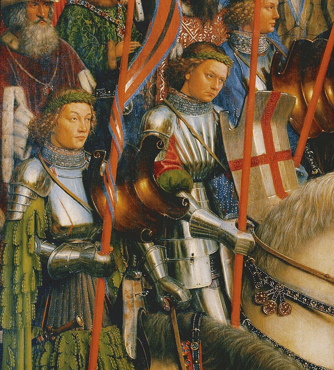 Detail of The Knights of Christ, from the left side of the Ghent Altarpiece by Hubert & Jan van (1390-1441) Eyck